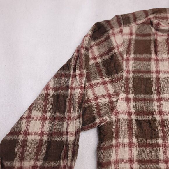 Windham Pointe Madras Flannel Casual Button Up Shirt Mens Size Small S Brown - Picture 4 of 10